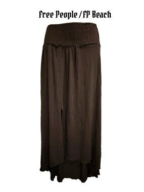 Free People beach black Maxi Skirt with Smocked Waistband